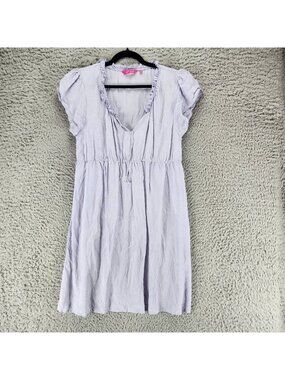 Pink India Dress Womens Large Light Purple Silk Puff Sleeve Knee Length
